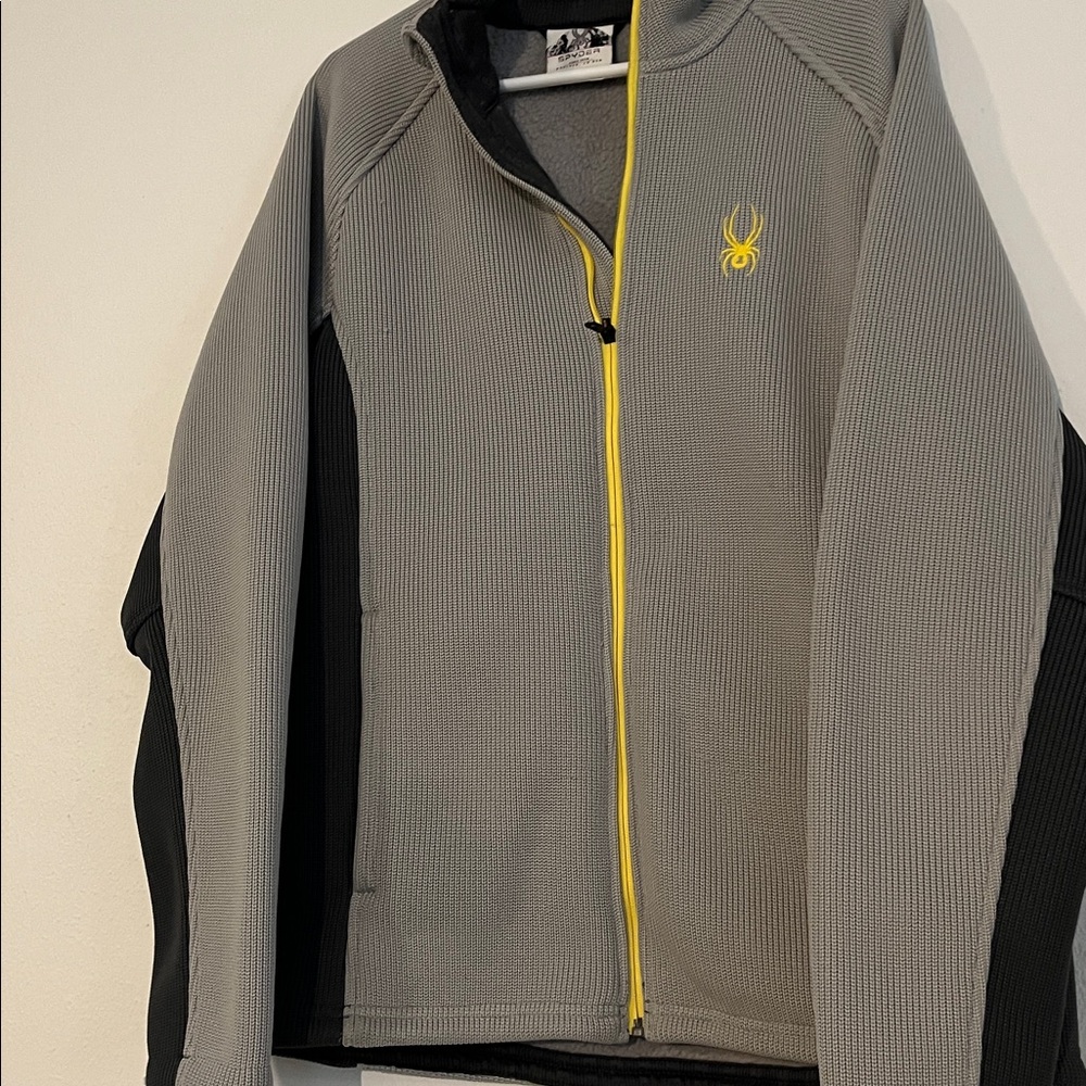 Spyder” Ski insulated men’s gray Jacket Yellow Trim snowboard winter fall Large